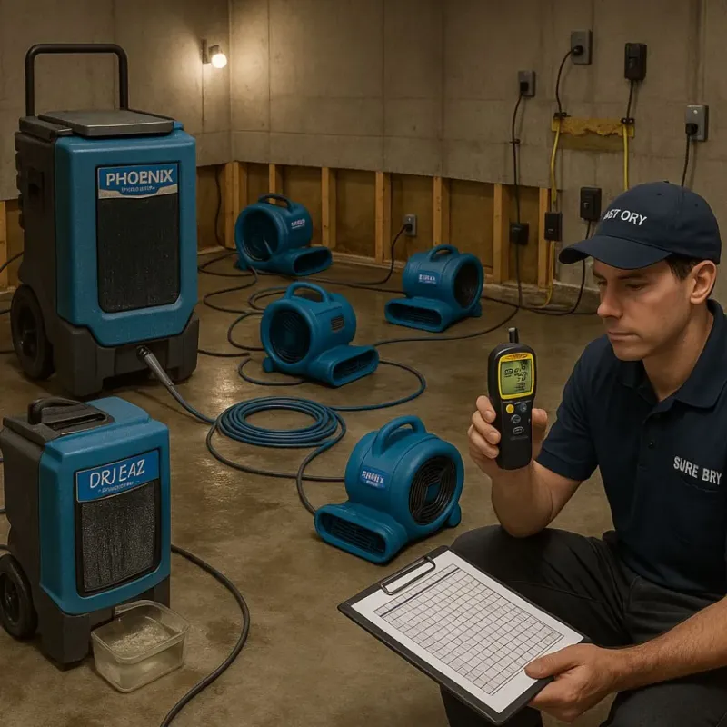 Structural Drying and Dehumidification process in Mandeville, LA